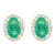 Oval Cut Emerald Halo Diamond Stud Earrings for Her, a Pair For Sale