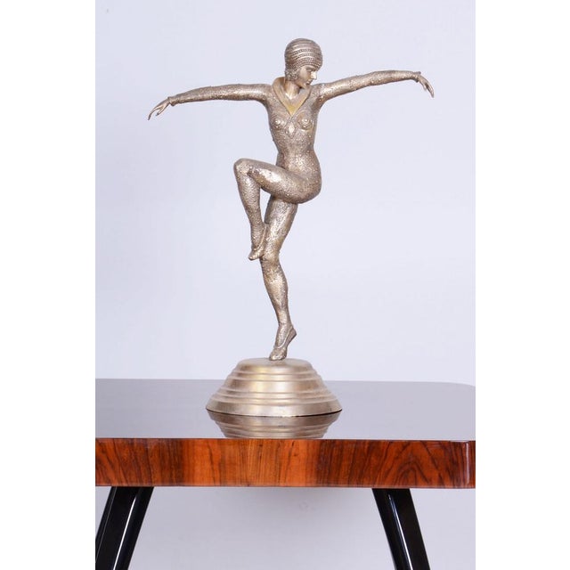 Silver Art Deco Metal Sculpture of Dancer from D. Chipăruș, France, 1930s For Sale - Image 8 of 11