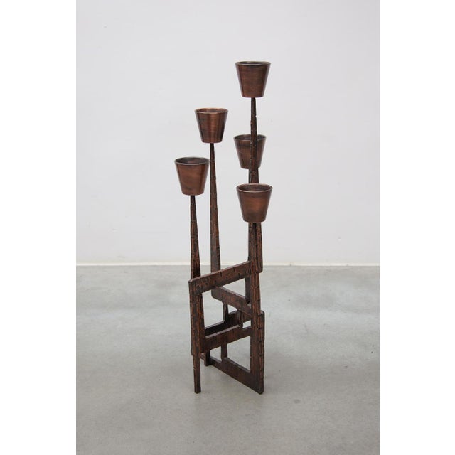 1970s Brutalist Candleholder Sculpture in Wrought Iron, France, 1970s For Sale - Image 5 of 16