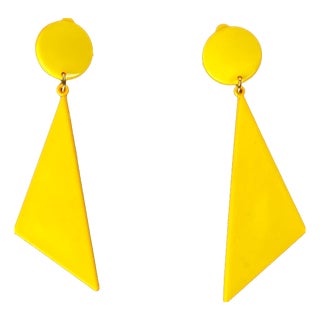 Vintage Yellow Ear Clips, 1980s, Set of 2 For Sale