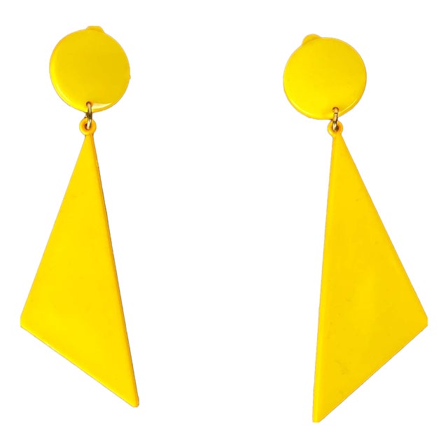 Vintage Yellow Ear Clips, 1980s, Set of 2 For Sale