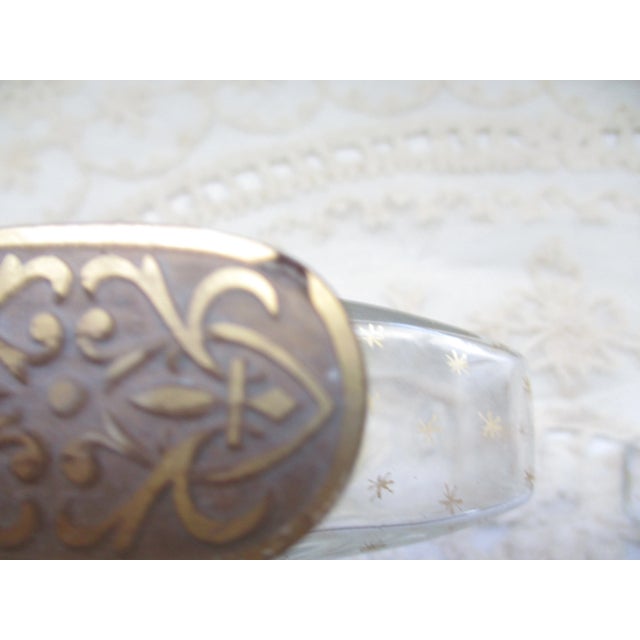 Antique Pair of Signed Ltyptane Paris Gold Star Design with Ornate Gold Stoppers Perfume Bottles For Sale - Image 10 of 13