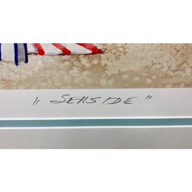 Blue Impressionistic Coastal View Entitled "Sea Side" by Pamela Pike Gordinier 1988 For Sale - Image 8 of 11