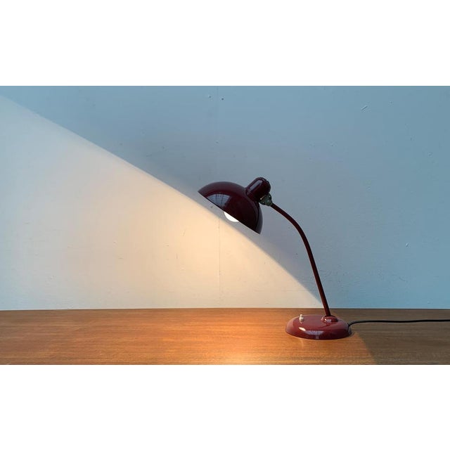 Mid-Century German Dark Red 6556 Table Lamp by Christian Dell for Kaiser Idell, 1960s For Sale - Image 5 of 18