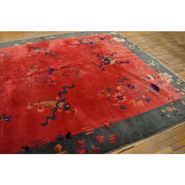 Textile 1920s Chinese Art Deco Carpet ( 8' 10'' x 11' 2'' - 270 x 340 cm ) For Sale - Image 7 of 10