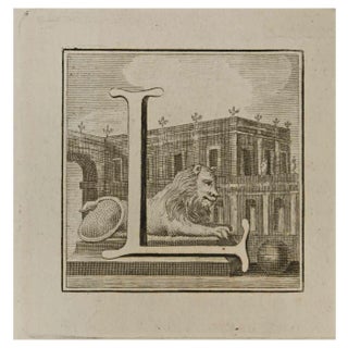 Luigi Vanvitelli, Letter of the Alphabet L, Etching, 18th Century For Sale