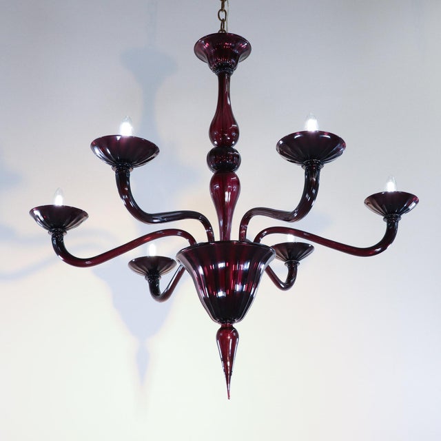 Modern Mid-Century Large Aubergine Murano Glass Silver Gilt For Sale - Image 3 of 12