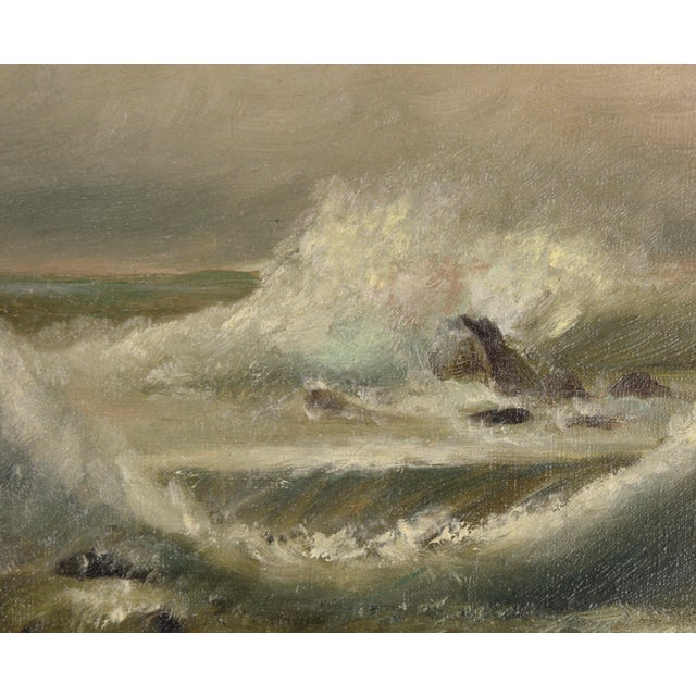 American Early 20th Century Original Paining Stormy Seascape For Sale - Image 3 of 11
