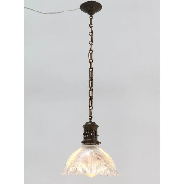 Art Deco Holophane Glass Ceiling Pendant Lamp For Sale - Image 12 of 12