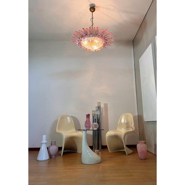 Murano Palmette Pendant Light in Pink Glass, 1990 For Sale - Image 11 of 18