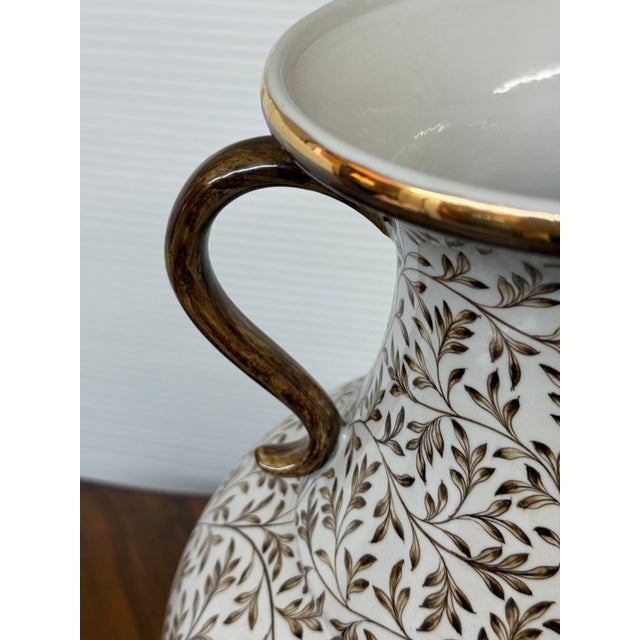 Maitland - Smith Maitland-Smith Hand-Painted Double-Handled Porcelain Urn Vase, Vintage For Sale - Image 4 of 12
