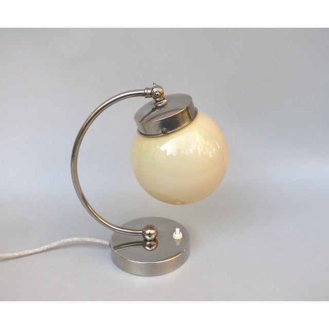 1920s Vintage Bauhaus Bedside Lamp with Beige Cased Glass Shade, 1920s For Sale - Image 5 of 18
