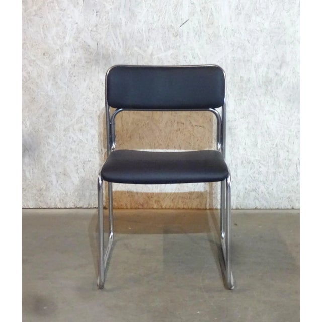 Textile Vintage Model SE09 Dining Chairs with Tubular Frame by Walter Antonis for T Spectrum, 1970, Set of 4 For Sale - Image 7 of 9