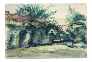 Landscape - Original Watercolor by S. Goldberg - 1953 1953