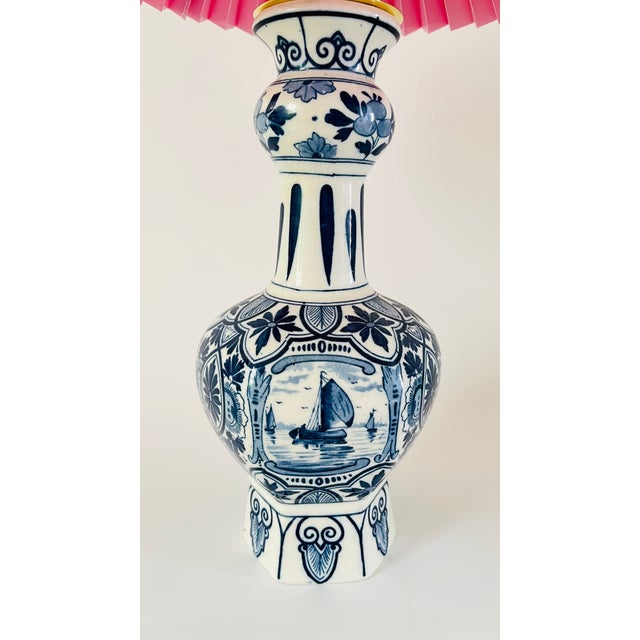 Antique Delft Knob Vase Lamp from Royal Delft For Sale - Image 3 of 5