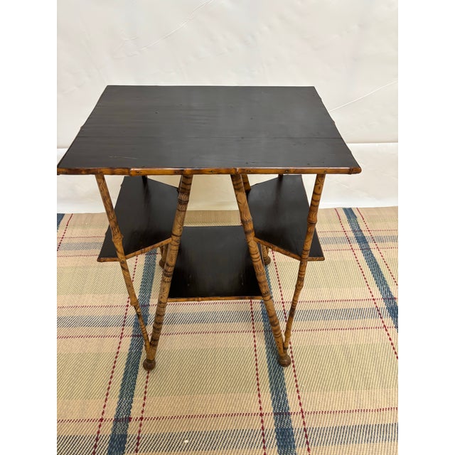 Early 20th Century Burnt Bamboo Side Table For Sale - Image 10 of 12