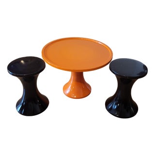 Tam Tam Table and Stool Set by Henry Massonnet for Stamp Nurieux, 1950s, Set of 3 For Sale