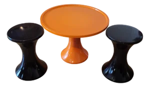Tam Tam Table and Stool Set by Henry Massonnet for Stamp Nurieux, 1950s, Set of 3
