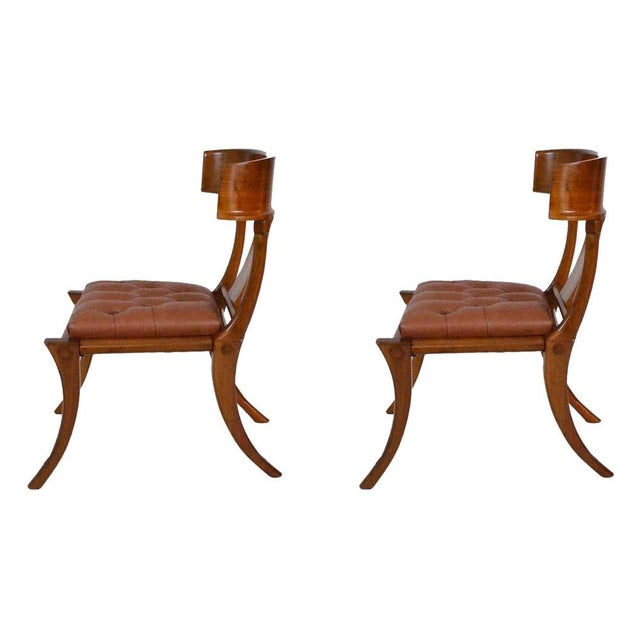 Walnut and Leather Klismos Chairs from Pescetta Home Decoration, Set of 2 For Sale - Image 16 of 16