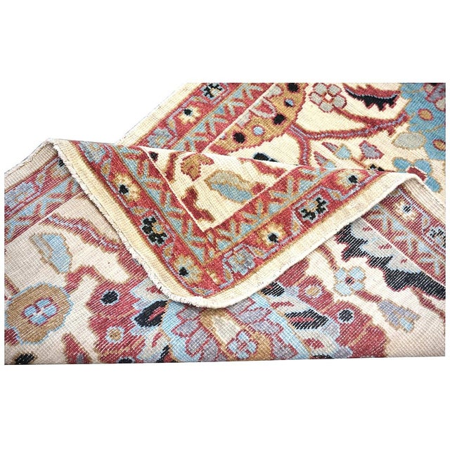 21st Century Afghan Wool Sultanabad 3x12 Ivory, Red, & Blue Handmade Runner Rug #1143661 For Sale - Image 11 of 13