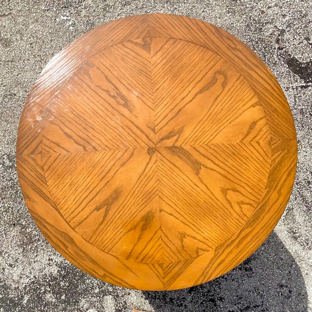 Late 20th Century Late 20th Century Vintage Boho Three Band Wood Drum Table For Sale - Image 5 of 7