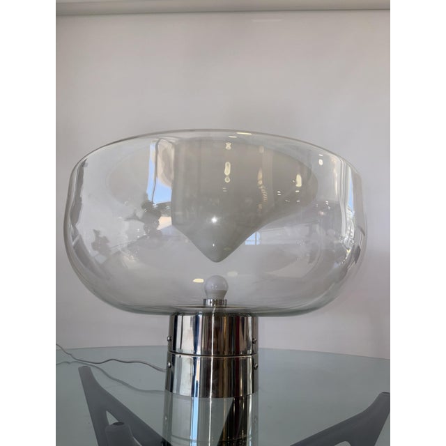 Vintage Glass and Chromed Metal Table Lamp from Leucos, 1970s For Sale - Image 10 of 11