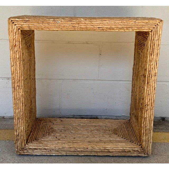 Stylish Organic Modern Woven Banana Accent Table, showroom floor sample