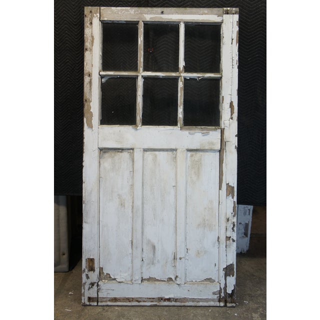 White Antique Oak 6 Pane Barn Door Farmhouse Rustic Reclaimed Salvage 48" X 94 For Sale - Image 8 of 12