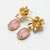 Metal Lotus Rose Quartz Drop Earrings, Pair For Sale - Image 7 of 9