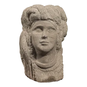 Antique Realist Hand Carved Stone Portrait of Figure With Turban