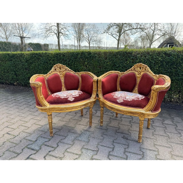 Burgundy 1960 French Louis XVI Burgundy Beech Velvet Sofa Set 3 PCS For Sale - Image 8 of 18