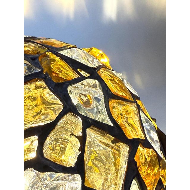 Early 20th Century Art Nouveau Austrian Amber and Clear Chunk Glass Globe Pendant, 1910 For Sale - Image 5 of 18