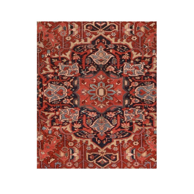 Persian Antique Red Heriz Persian Area Rug For Sale - Image 3 of 4