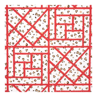 Sample - Schumacher x Cristina Buckley Fancy Beast Indoor/Outdoor Fabric in Coral Cheetah For Sale