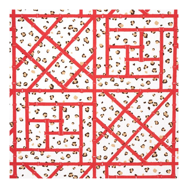 Sample - Schumacher x Cristina Buckley Fancy Beast Indoor/Outdoor Fabric in Coral Cheetah For Sale