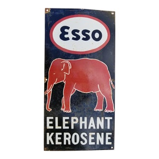 Vintage Enamel Elephant Esso Sign For Sale