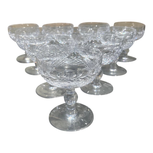 1970s Waterford Crystal Colleen Short Stem Champagne Coupes/Sherberts - Set of 10 For Sale