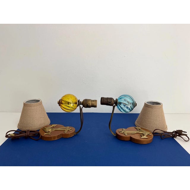 Nautical Glass Ball & Anchor Sconces - a Pair For Sale - Image 17 of 18