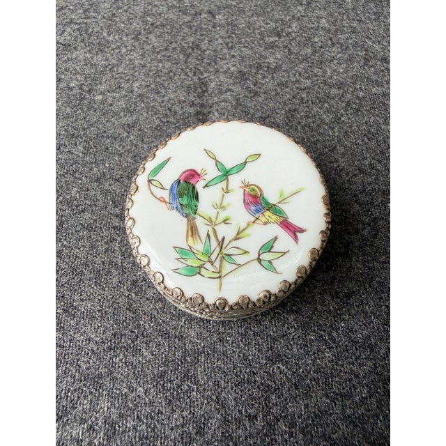 Chinese Vintage Chinese Round Porcelain Shard Ring Trinket Box For Sale - Image 3 of 12