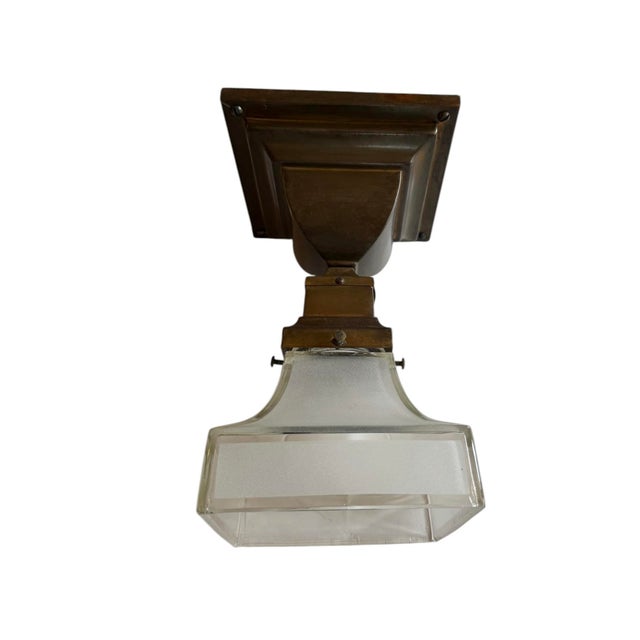 Antique Mission Style Flush Mount Ceiling Lights - A Pair For Sale In Los Angeles - Image 6 of 9