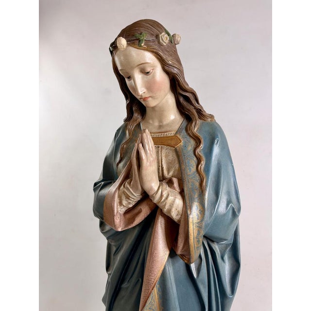Large Statue of the Immaculate Conception by Roth for Mayer & Co., Munich Royal Institute of Christian Art, 1885 For Sale - Image 9 of 16