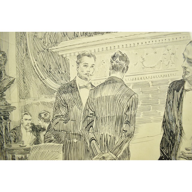 Gentlemen's Players' Club Pen & Ink Drawing by Orson B. Lowell For Sale - Image 11 of 11