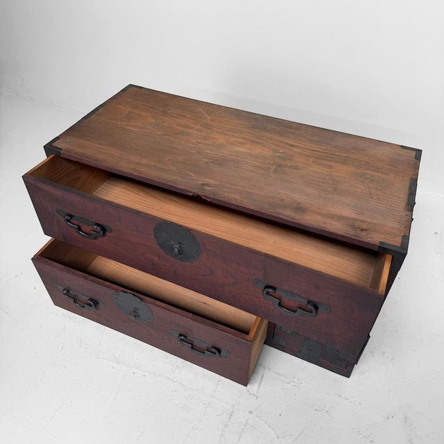 Low Antique Japanese Kimono Tansu Cabinet, 1910s For Sale - Image 6 of 13