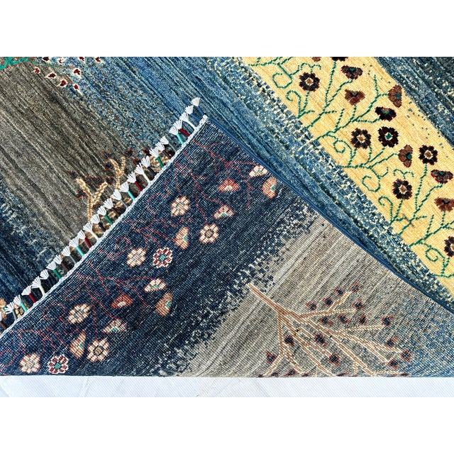 Indigo Persian Gabbeh Tree of Life Hand-Knotted Wool Rug - 4' X 6' For Sale - Image 11 of 12