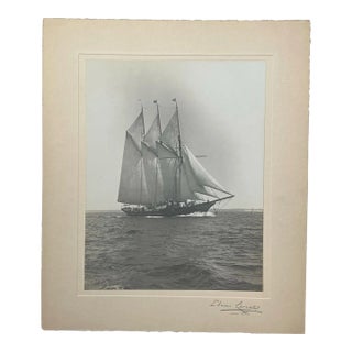 Original Edwin Levick '3 Masted Sailboat at Full Mast' Gelatin Silver Photograph For Sale