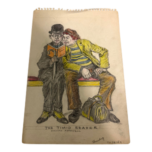 The Timid Reader Hand Draw Signed Strausberg 1959 6x9