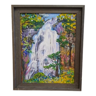 1980s Framed Original Waterfall Painting on Canvas by Artist Garm For Sale