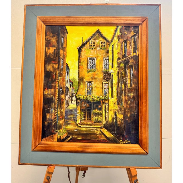 French Original Framed Painting of European Village For Sale - Image 3 of 6