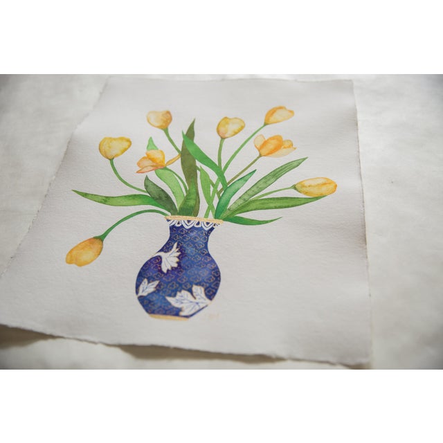 American Sarah Martinez Yellow Tulips Original Painting For Sale - Image 3 of 6