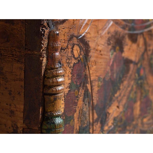 Antique Brown Trunk with Floral Motifs, 1920s For Sale - Image 11 of 18